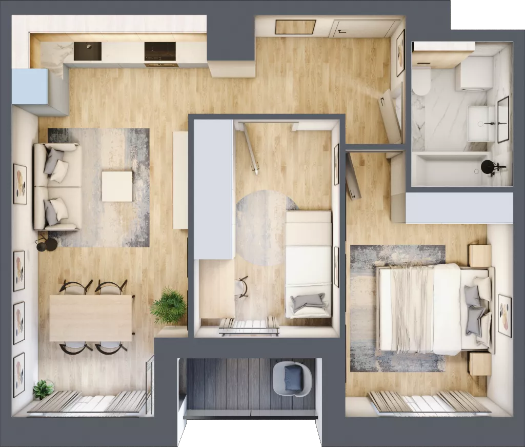 3 pokoje, mieszkanie 49,62 m², piętro 6, oferta nr mieszkanie G1-53, Piasta Park VI, Kraków, Mistrzejowice, Osiedle Piastów, Osiedle Piastów 63