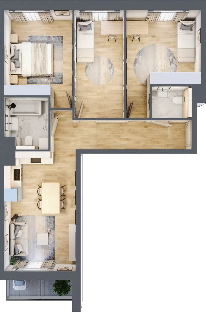 4 pokoje, mieszkanie 71,45 m², piętro 4, oferta nr mieszkanie G1-46, Piasta Park VI, Kraków, Mistrzejowice, Osiedle Piastów, Osiedle Piastów 63