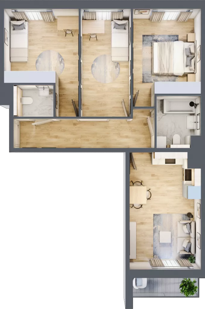 4 pokoje, mieszkanie 70,96 m², piętro 3, oferta nr mieszkanie G1-39, Piasta Park VI, Kraków, Mistrzejowice, Osiedle Piastów, Osiedle Piastów 63