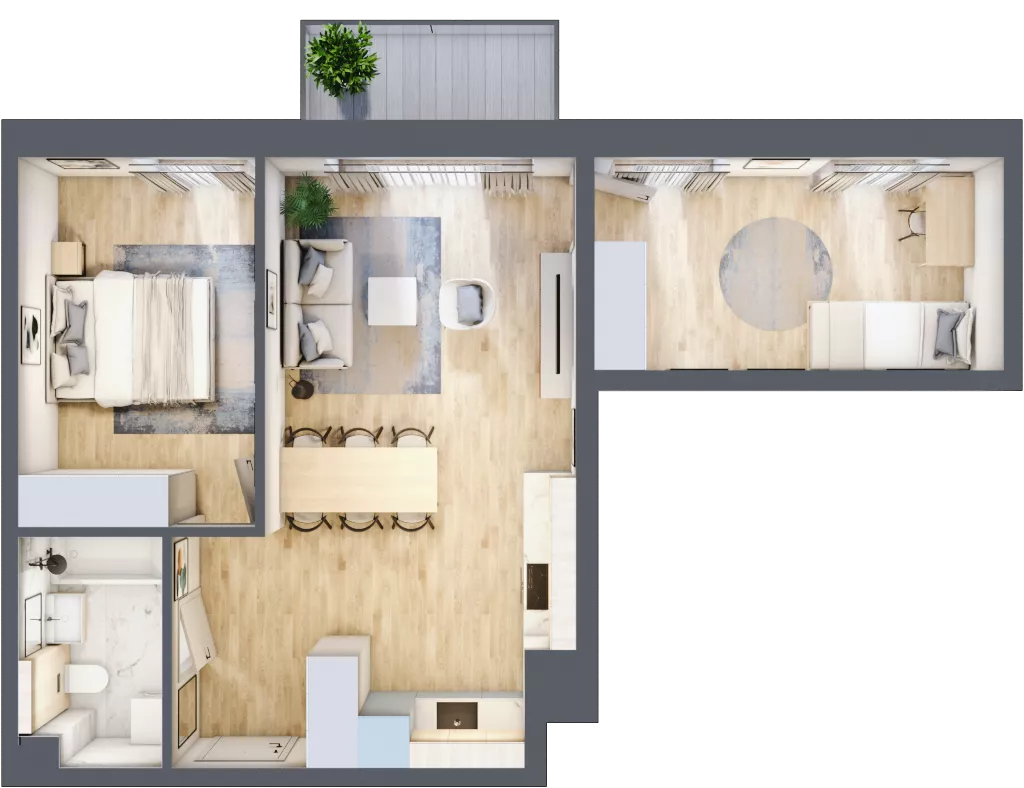 3 pokoje, mieszkanie 56,42 m², piętro 3, oferta nr D47, Na Koszutce II, Katowice, Śródmieście, Koszutka, ul. Słoneczna 1