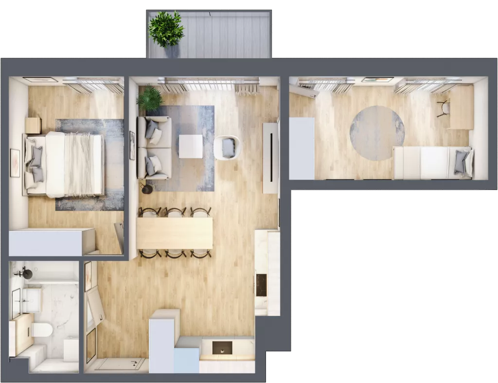 3 pokoje, mieszkanie 56,42 m², piętro 2, oferta nr D35, Na Koszutce II, Katowice, Śródmieście, Koszutka, ul. Słoneczna 1