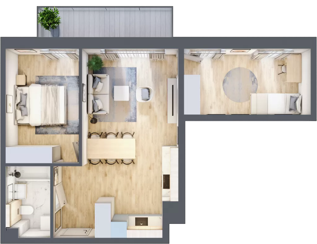 3 pokoje, mieszkanie 56,42 m², piętro 1, oferta nr D23, Na Koszutce II, Katowice, Śródmieście, Koszutka, ul. Słoneczna 1