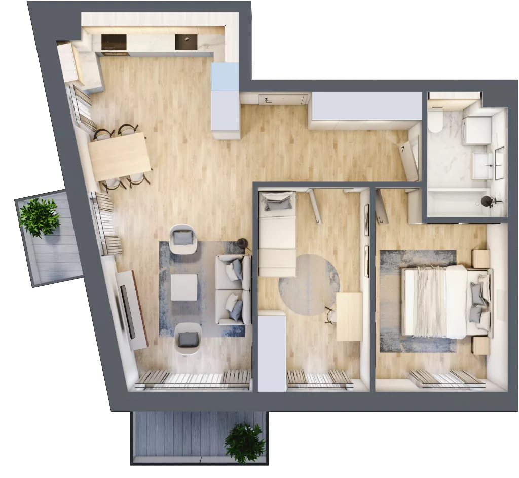 3 pokoje, mieszkanie 60,00 m², piętro 1, oferta nr D20, Na Koszutce II, Katowice, Śródmieście, Koszutka, ul. Słoneczna 1