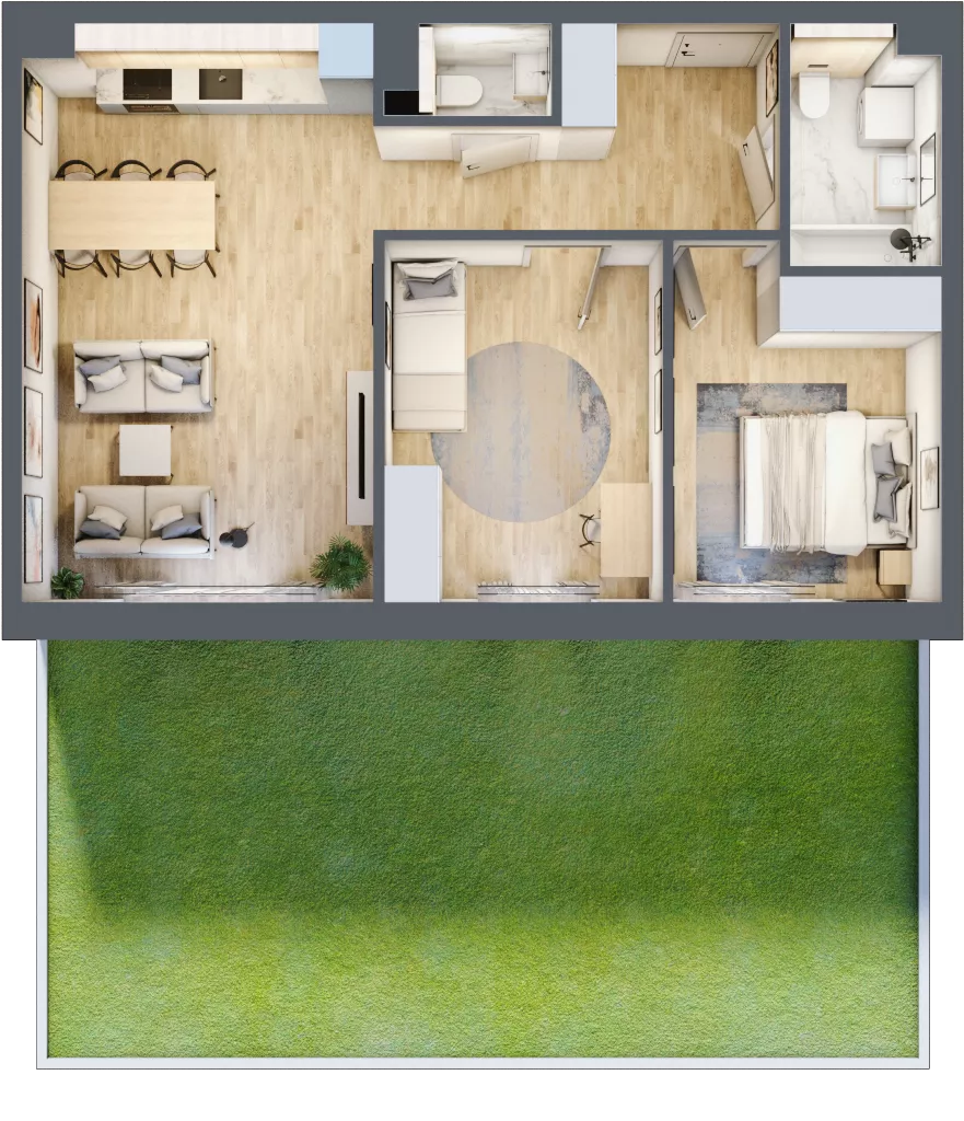 3 pokoje, mieszkanie 62,22 m², parter, oferta nr D06, Na Koszutce II, Katowice, Śródmieście, Koszutka, ul. Słoneczna 1