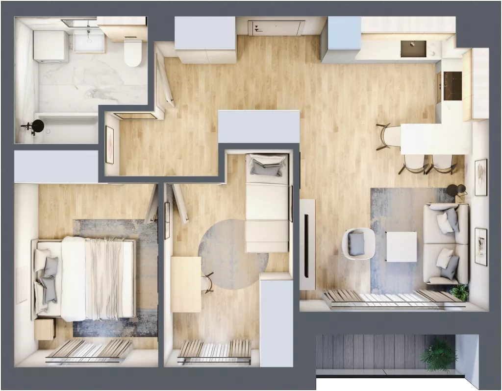 3 pokoje, mieszkanie 49,67 m², piętro 2, oferta nr E35, Na Koszutce II, Katowice, Śródmieście, Koszutka, ul. Słoneczna 1