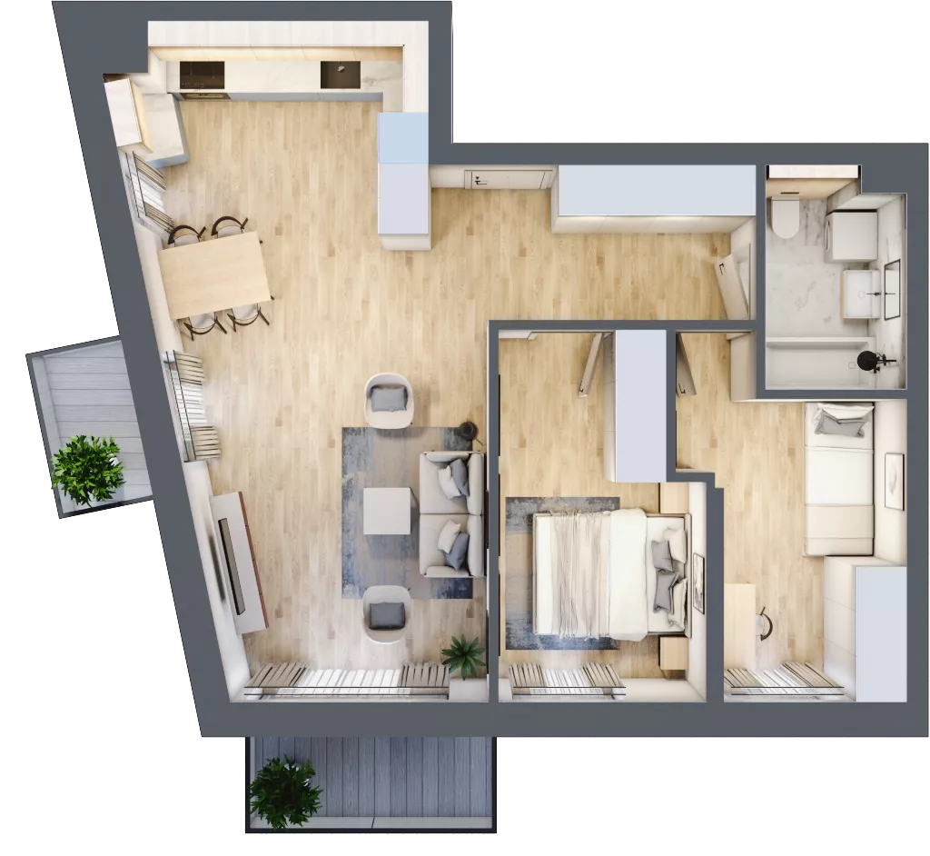 3 pokoje, mieszkanie 59,65 m², piętro 1, oferta nr E14, Na Koszutce II, Katowice, Śródmieście, Koszutka, ul. Słoneczna 1