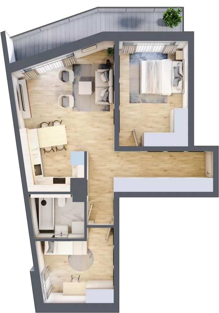 3 pokoje, mieszkanie 61,62 m², piętro 1, oferta nr F1-06, Na Koszutce II, Katowice, Śródmieście, Koszutka, ul. Słoneczna 1