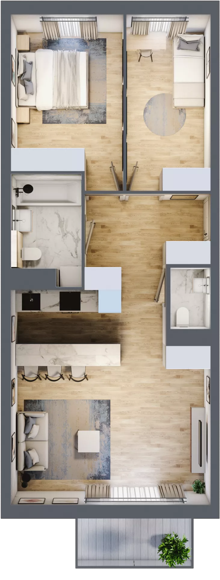 3 pokoje, mieszkanie 65,49 m², piętro 5, oferta nr mieszkanie A5.16, Enklawa Bukowa, Kraków, Podgórze, Rybitwy, ul. Bukowa 67