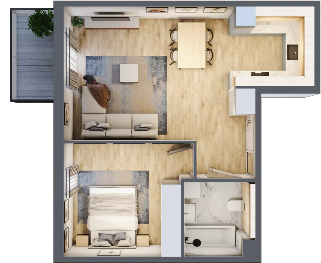 2 pokoje, mieszkanie 47,75 m², piętro 5, oferta nr mieszkanie A5.7, Enklawa Bukowa, Kraków, Podgórze, Rybitwy, ul. Bukowa 67