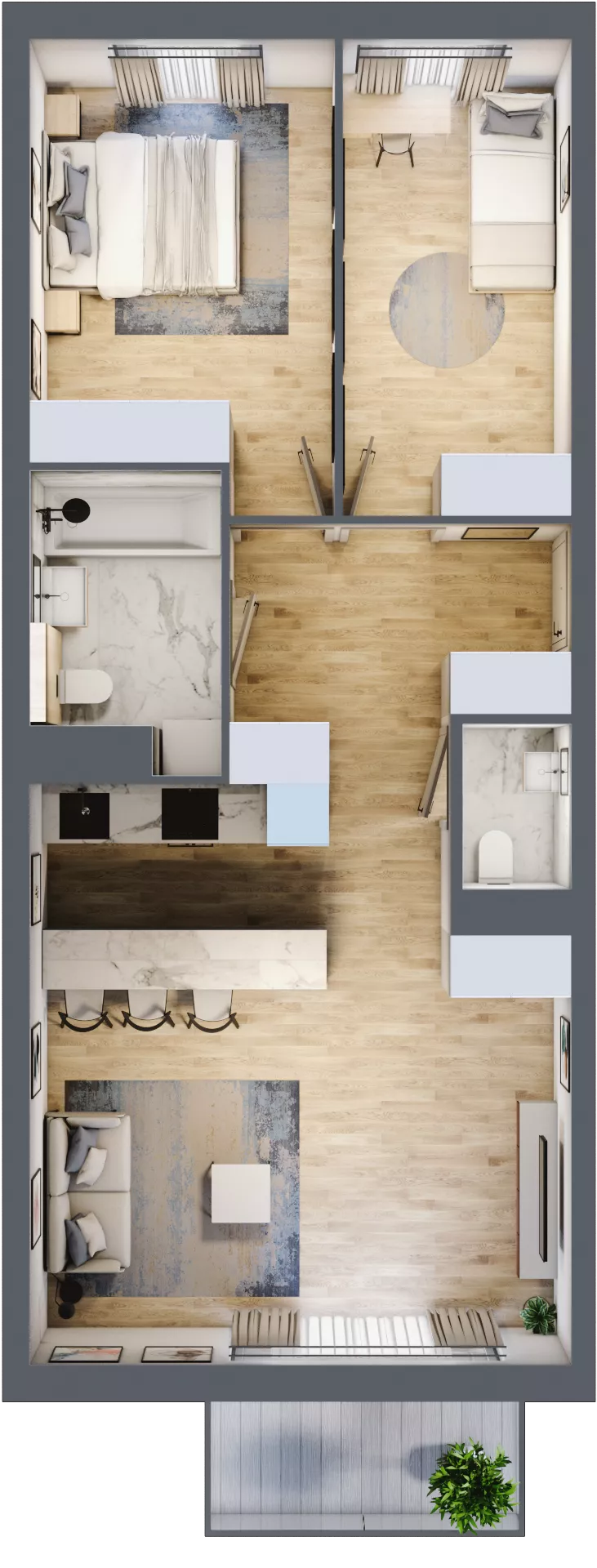 3 pokoje, mieszkanie 65,49 m², piętro 3, oferta nr mieszkanie A3.16, Enklawa Bukowa, Kraków, Podgórze, Rybitwy, ul. Bukowa 67