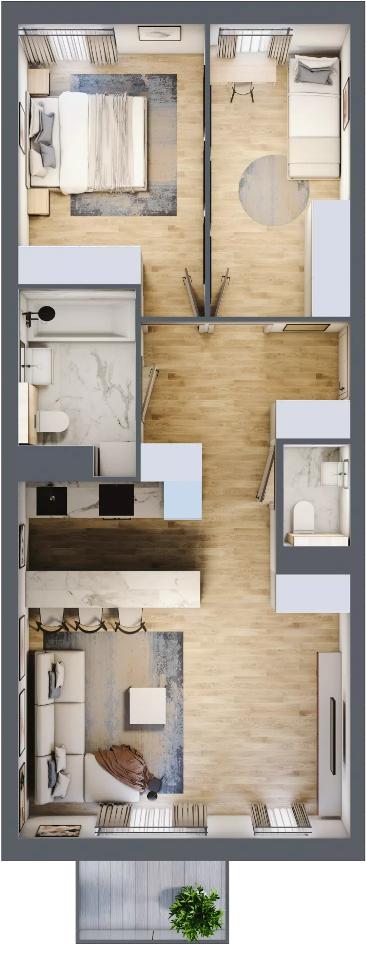 3 pokoje, mieszkanie 65,49 m², piętro 3, oferta nr mieszkanie A3.13, Enklawa Bukowa, Kraków, Podgórze, Rybitwy, ul. Bukowa 67