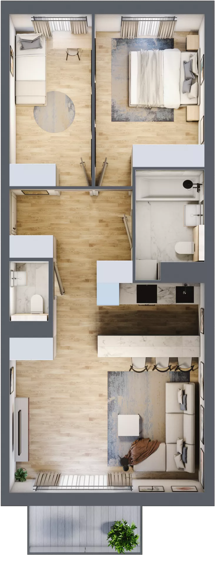 3 pokoje, mieszkanie 65,49 m², piętro 2, oferta nr mieszkanie A2.11, Enklawa Bukowa, Kraków, Podgórze, Rybitwy, ul. Bukowa 67