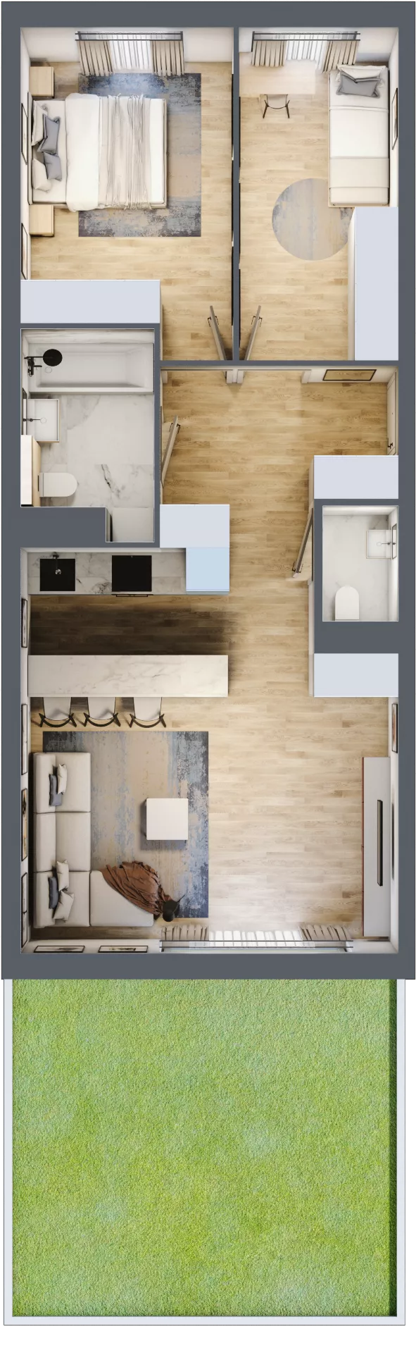 3 pokoje, mieszkanie 65,49 m², parter, oferta nr mieszkanie A0.14, Enklawa Bukowa, Kraków, Podgórze, Rybitwy, ul. Bukowa 67