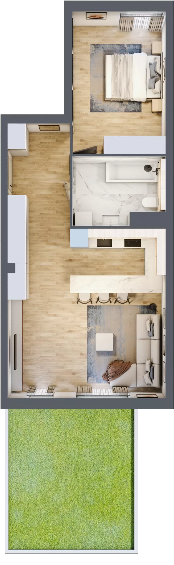 2 pokoje, mieszkanie 58,31 m², parter, oferta nr mieszkanie A0.12, Enklawa Bukowa, Kraków, Podgórze, Rybitwy, ul. Bukowa 67