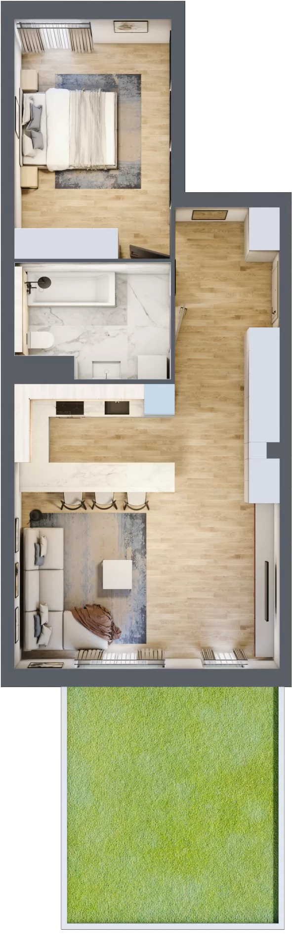 2 pokoje, mieszkanie 58,31 m², parter, oferta nr mieszkanie A0.11, Enklawa Bukowa, Kraków, Podgórze, Rybitwy, ul. Bukowa 67