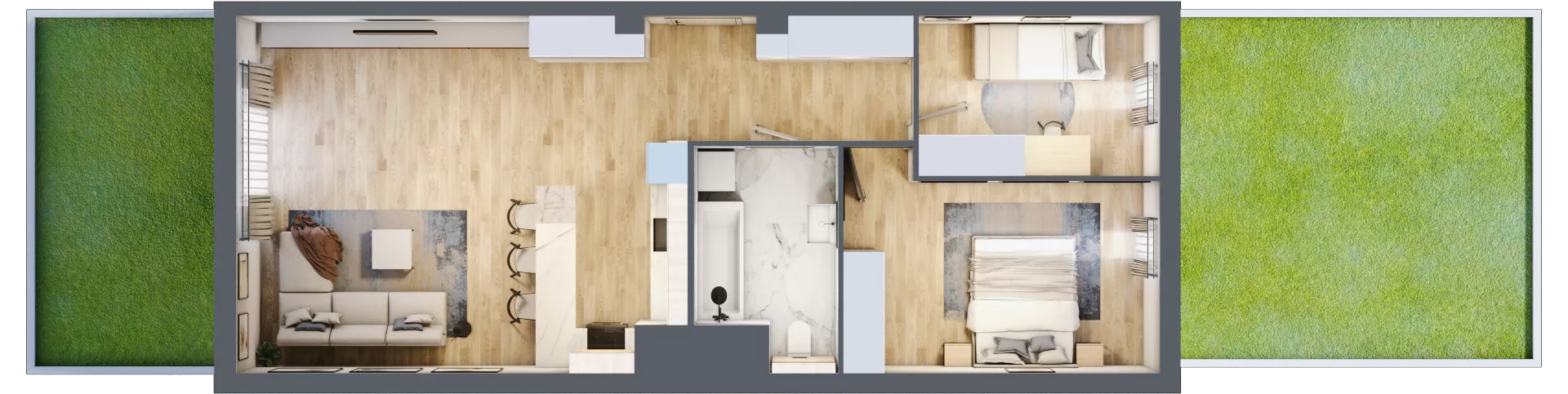 3 pokoje, mieszkanie 67,97 m², parter, oferta nr mieszkanie A0.3, Enklawa Bukowa, Kraków, Podgórze, Rybitwy, ul. Bukowa 67
