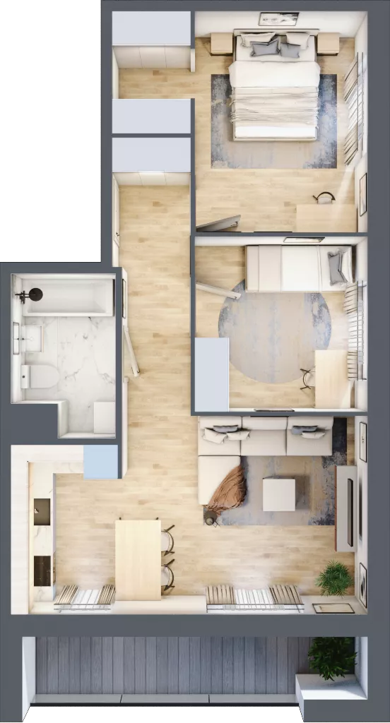 3 pokoje, mieszkanie 57,01 m², piętro 2, oferta nr B.15, Nowa Namiarkowa, Będzin, ul. Namiarkowa 15D