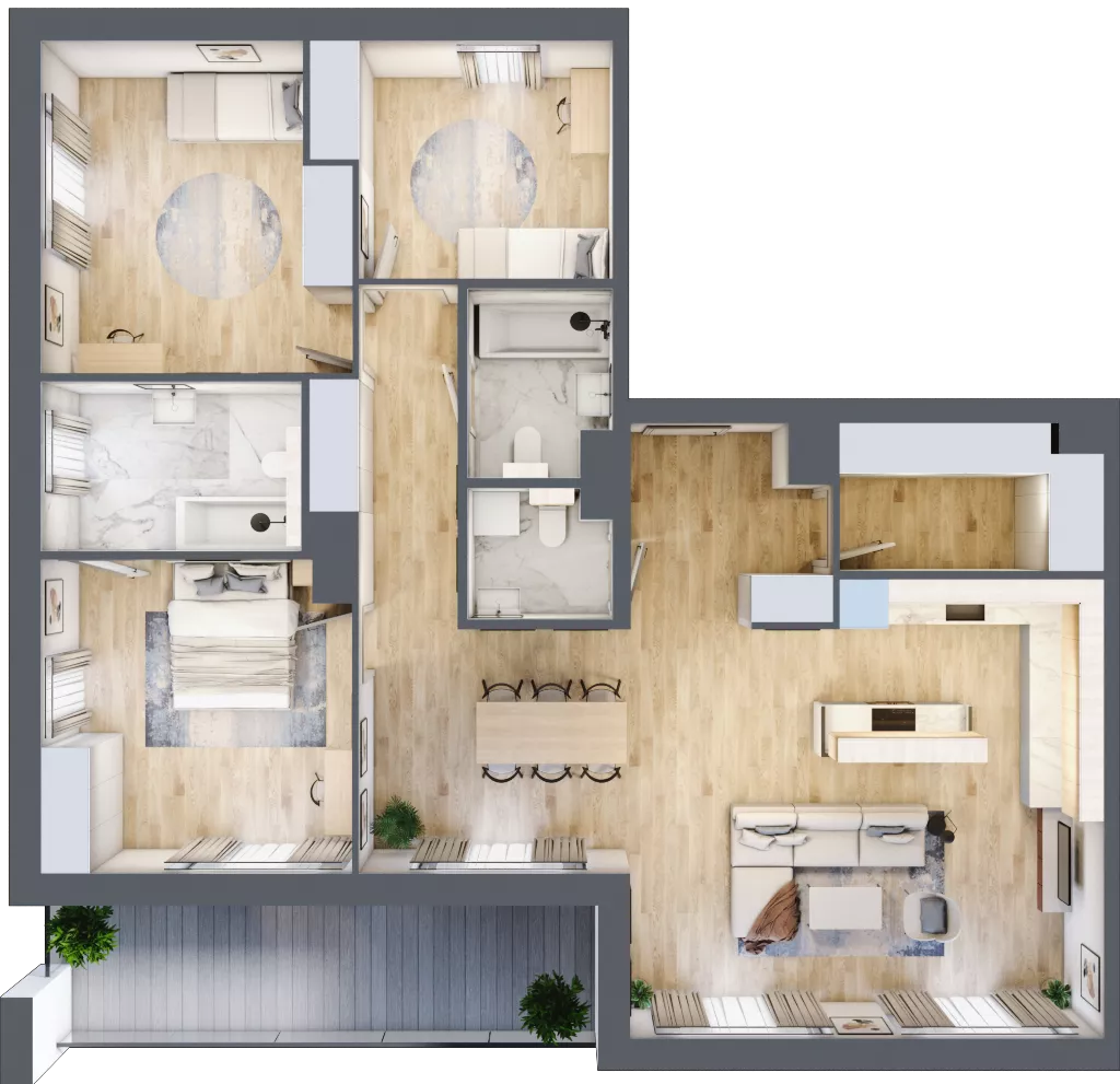 4 pokoje, mieszkanie 110,03 m², piętro 9, oferta nr 149, Semiramis, Katowice, Dąbrówka Mała, ul. Wiertnicza