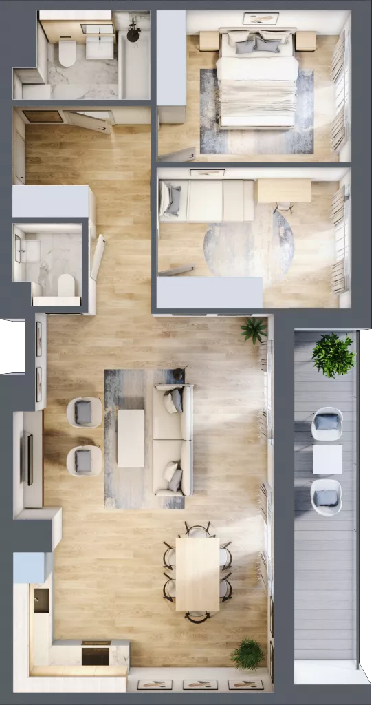 3 pokoje, mieszkanie 72,22 m², piętro 9, oferta nr 153, Semiramis, Katowice, Dąbrówka Mała, ul. Wiertnicza