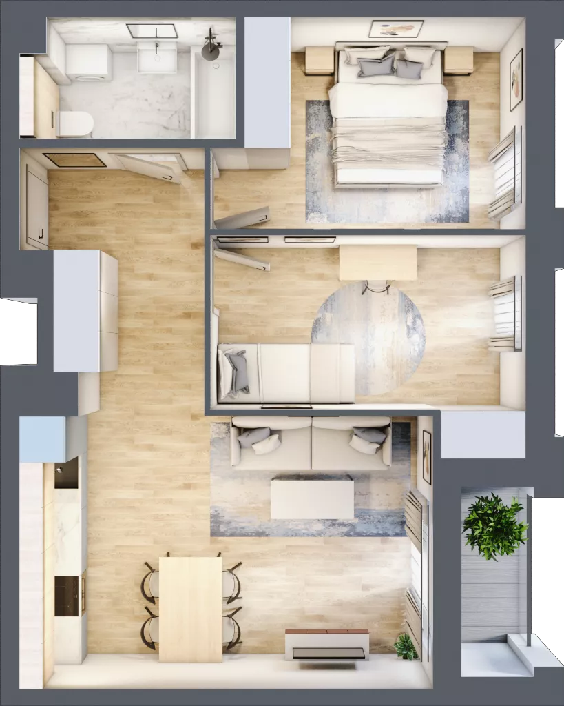 3 pokoje, mieszkanie 51,93 m², piętro 7, oferta nr 129, Semiramis, Katowice, Dąbrówka Mała, ul. Wiertnicza