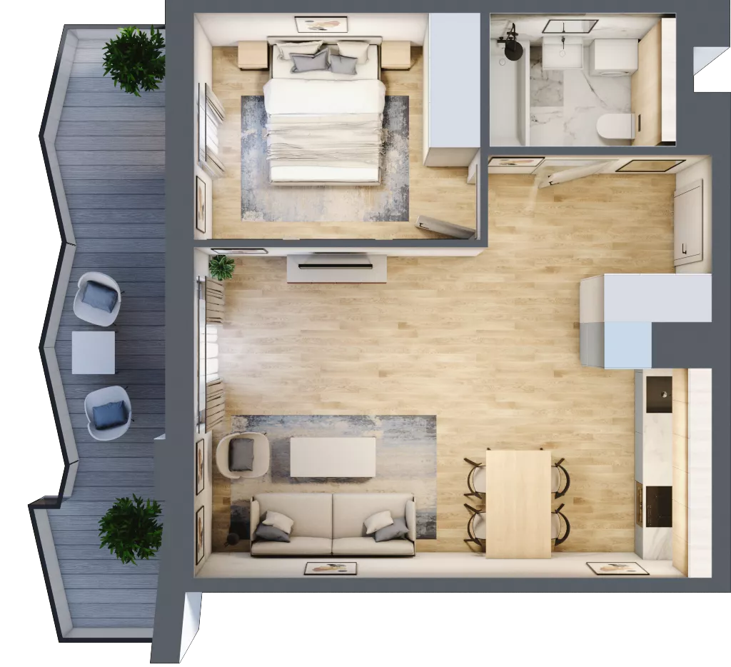 2 pokoje, mieszkanie 46,17 m², piętro 7, oferta nr 125, Semiramis, Katowice, Dąbrówka Mała, ul. Wiertnicza