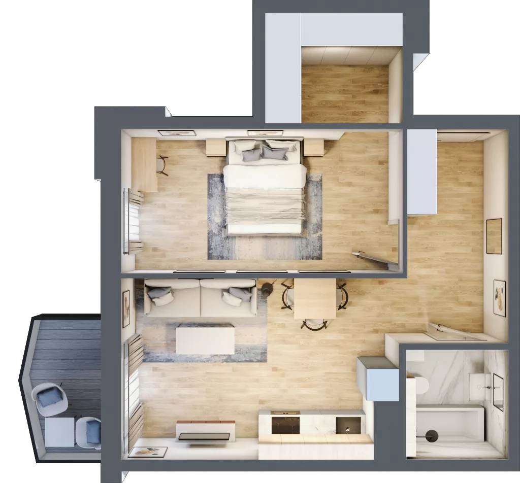 2 pokoje, mieszkanie 48,54 m², piętro 7, oferta nr 119, Semiramis, Katowice, Dąbrówka Mała, ul. Wiertnicza