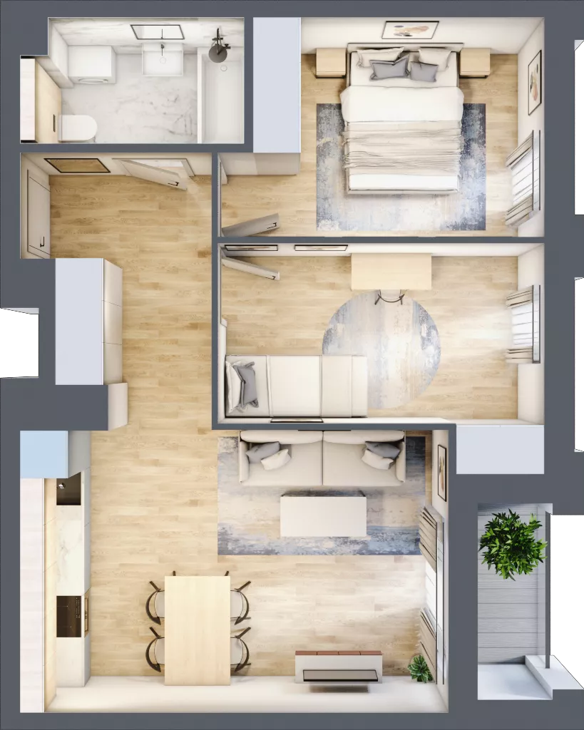 3 pokoje, mieszkanie 51,73 m², piętro 6, oferta nr 111, Semiramis, Katowice, Dąbrówka Mała, ul. Wiertnicza