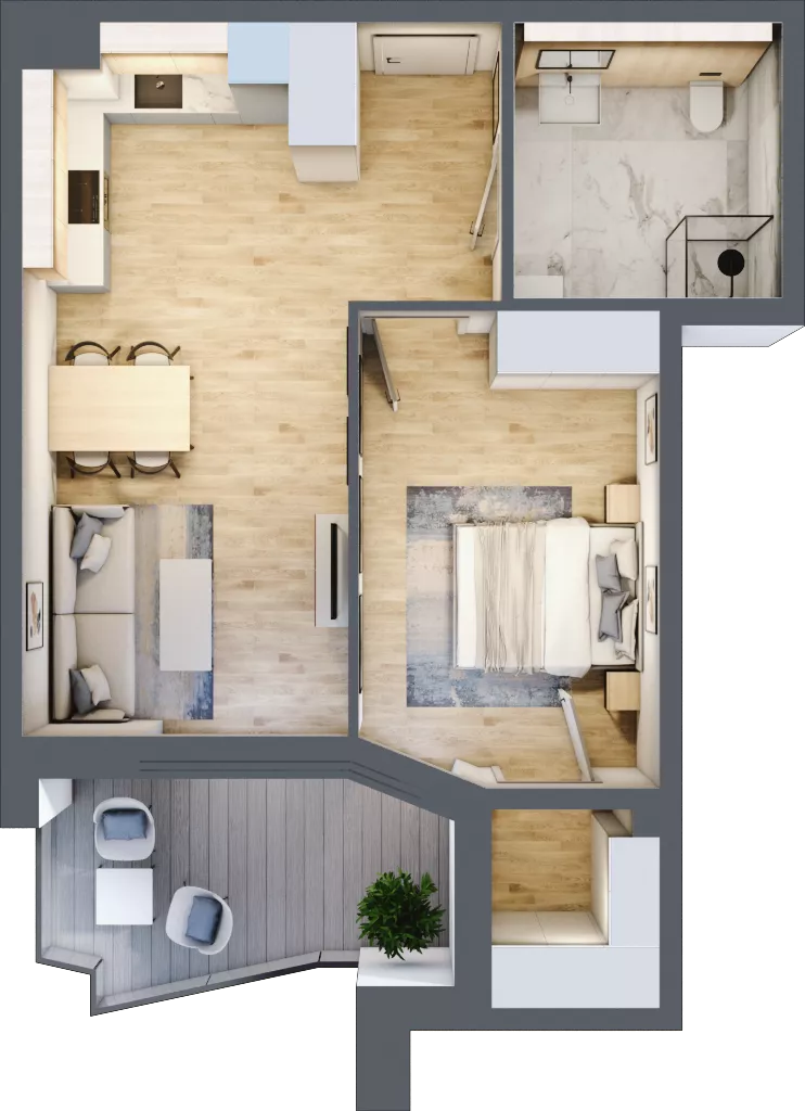 2 pokoje, mieszkanie 50,35 m², piętro 6, oferta nr 100, Semiramis, Katowice, Dąbrówka Mała, ul. Wiertnicza