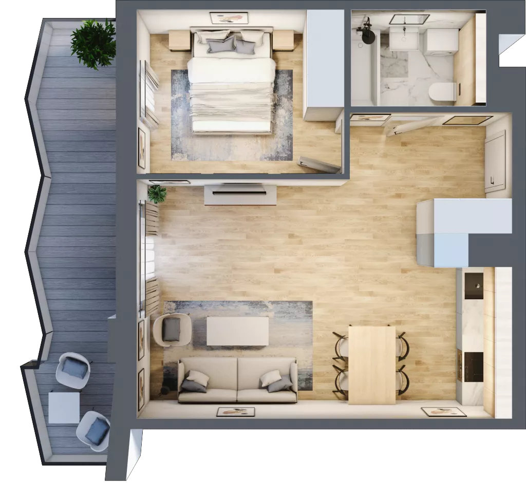 2 pokoje, mieszkanie 46,17 m², piętro 5, oferta nr 89, Semiramis, Katowice, Dąbrówka Mała, ul. Wiertnicza