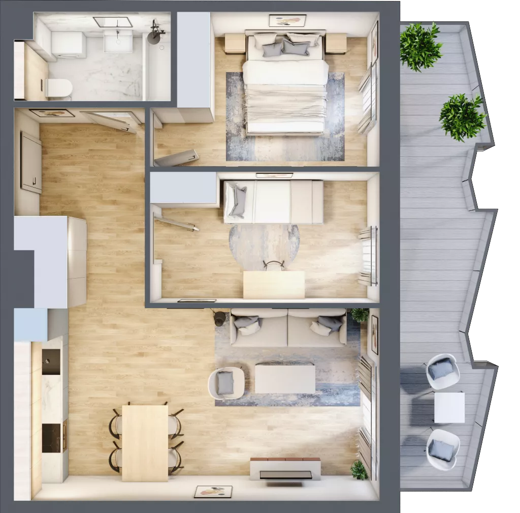 3 pokoje, mieszkanie 55,88 m², piętro 3, oferta nr 57, Semiramis, Katowice, Dąbrówka Mała, ul. Wiertnicza