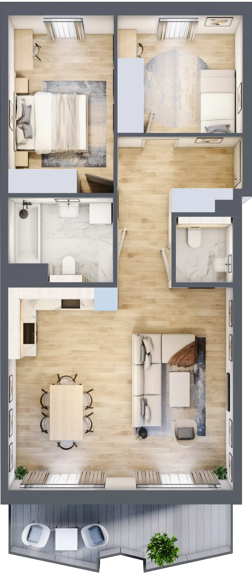 3 pokoje, mieszkanie 68,91 m², piętro 3, oferta nr 45, Semiramis, Katowice, Dąbrówka Mała, ul. Wiertnicza