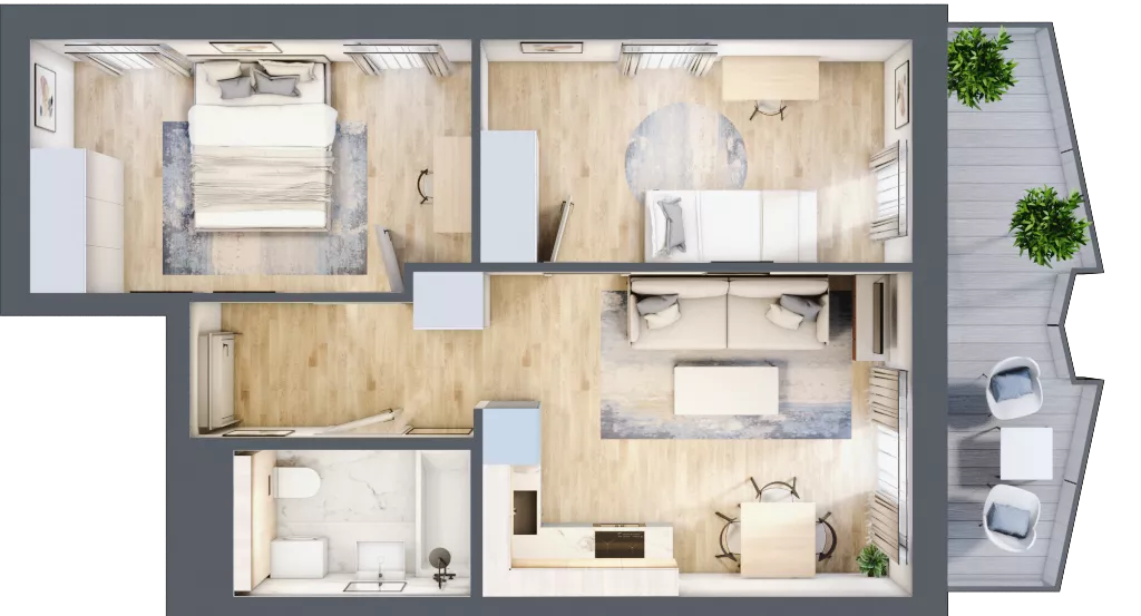 3 pokoje, mieszkanie 48,94 m², piętro 2, oferta nr 32, Semiramis, Katowice, Dąbrówka Mała, ul. Wiertnicza