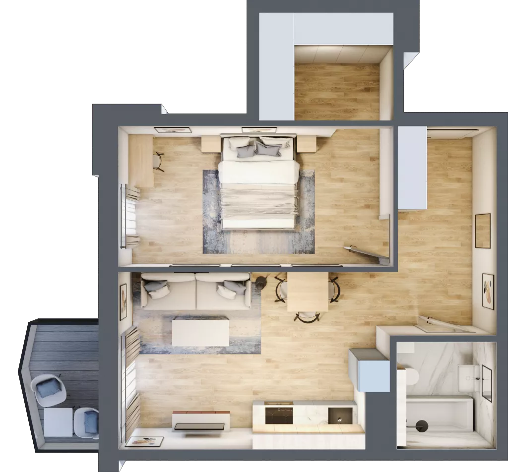 2 pokoje, mieszkanie 48,54 m², piętro 2, oferta nr 29, Semiramis, Katowice, Dąbrówka Mała, ul. Wiertnicza