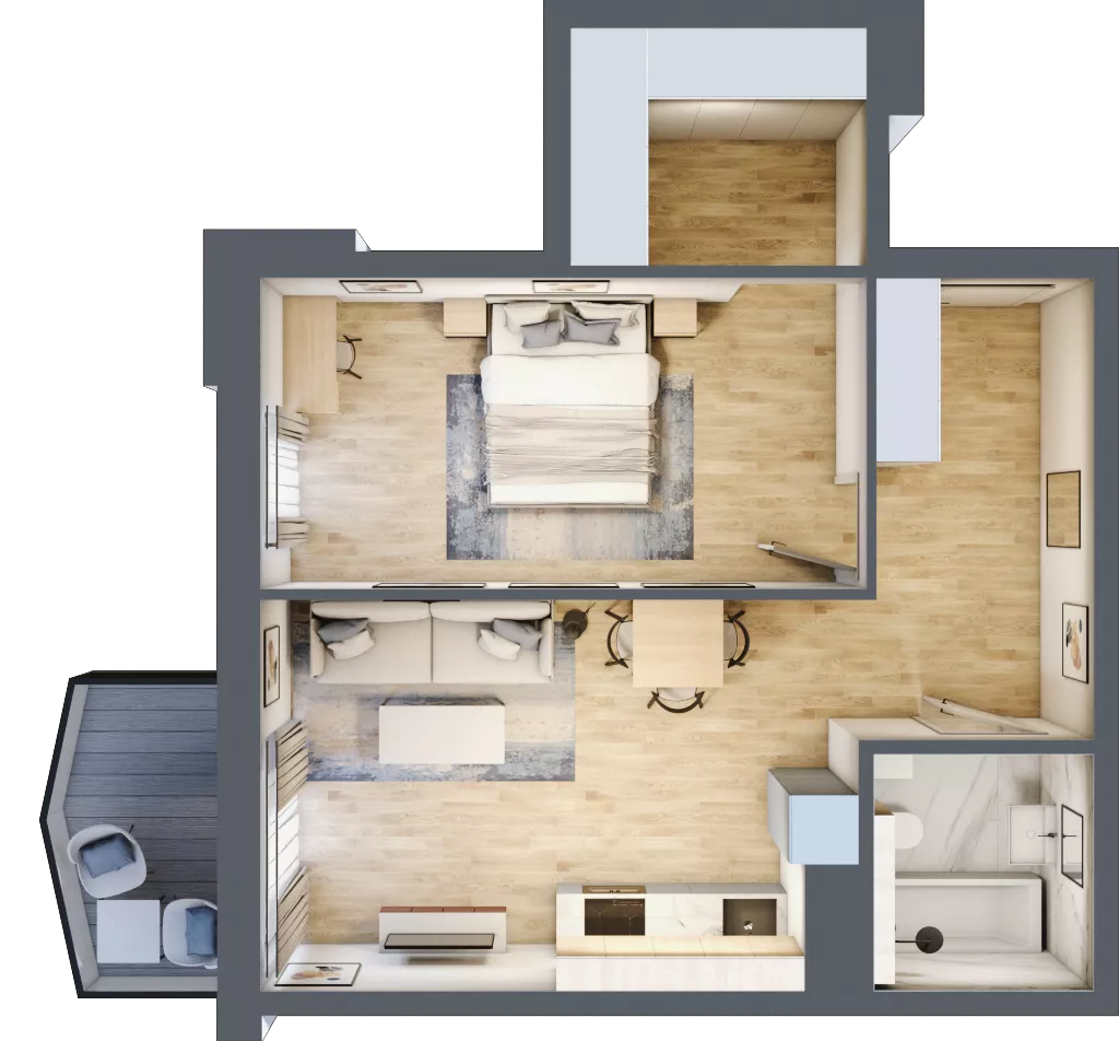 2 pokoje, mieszkanie 48,54 m², piętro 1, oferta nr 11, Semiramis, Katowice, Dąbrówka Mała, ul. Wiertnicza
