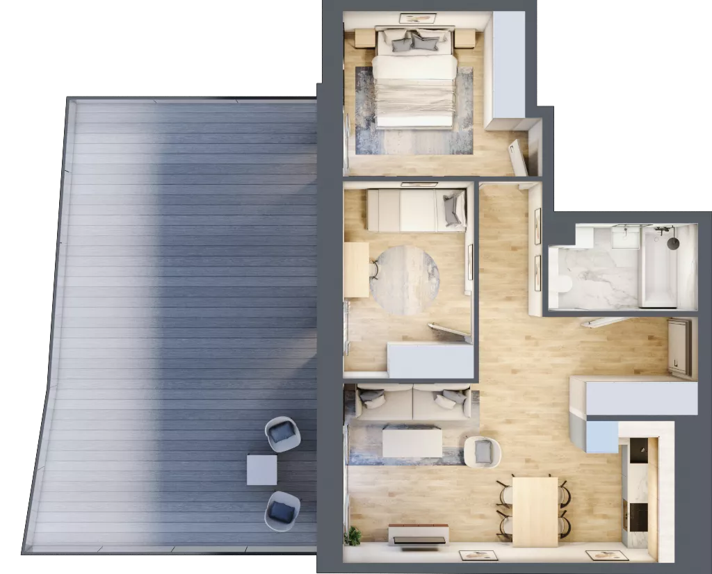3 pokoje, mieszkanie 53,76 m², parter, oferta nr 2, Semiramis, Katowice, Dąbrówka Mała, ul. Wiertnicza