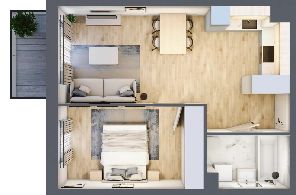 2 pokoje, mieszkanie 41,08 m², piętro 1, oferta nr mieszkanie 14, Mikusińskiego 25, Katowice, Wełnowiec-Józefowiec, Wełnowiec, ul. Jana Mikusińskiego 25