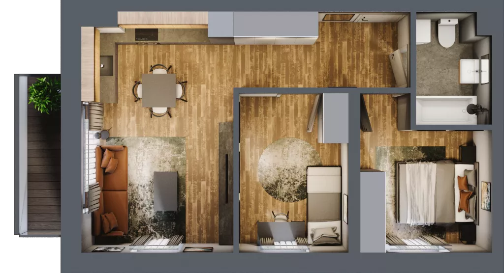 3 pokoje, mieszkanie 52,42 m², piętro 2, oferta nr 19, Złote Kaskady III, Białystok, Horodniany 14