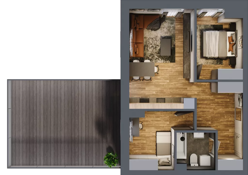 3 pokoje, mieszkanie 53,57 m², piętro 1, oferta nr 11, Złote Kaskady III, Białystok, Horodniany 14