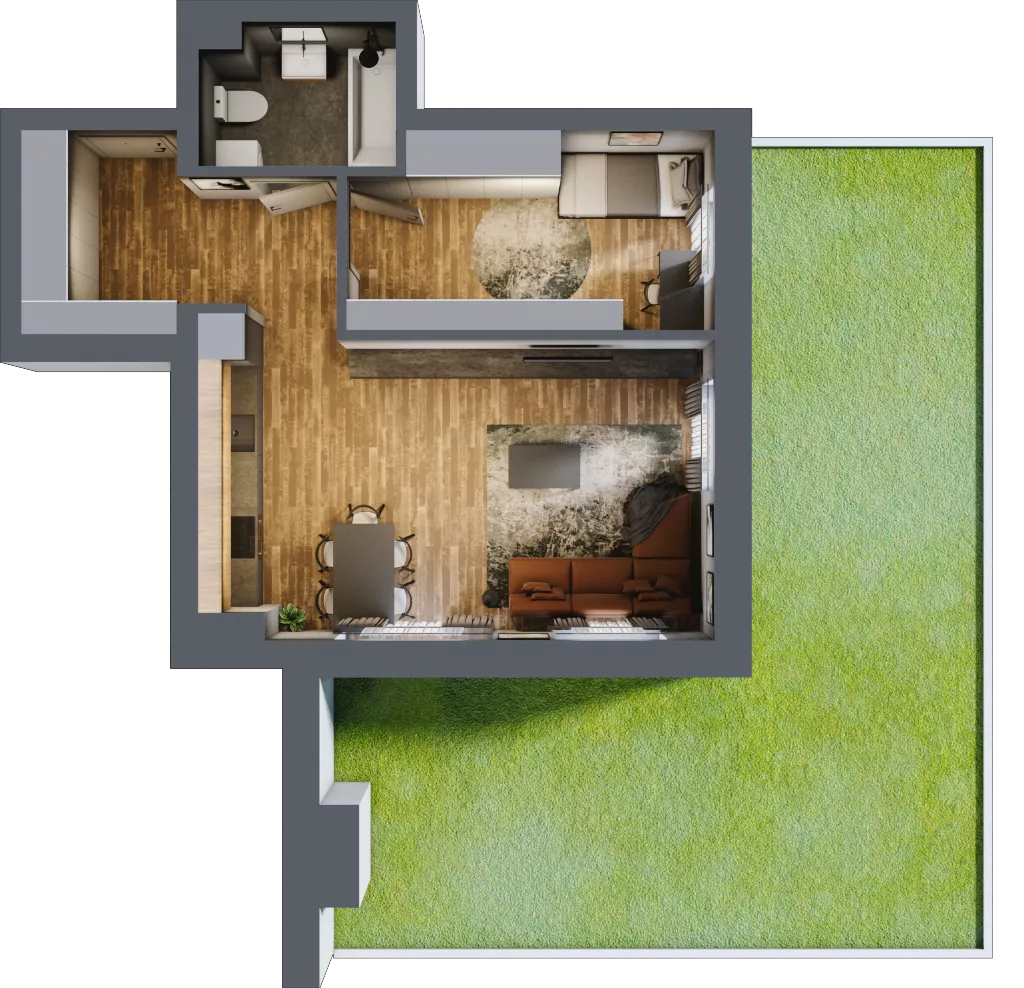 2 pokoje, mieszkanie 52,18 m², parter, oferta nr 4, Złote Kaskady III, Białystok, Horodniany 14