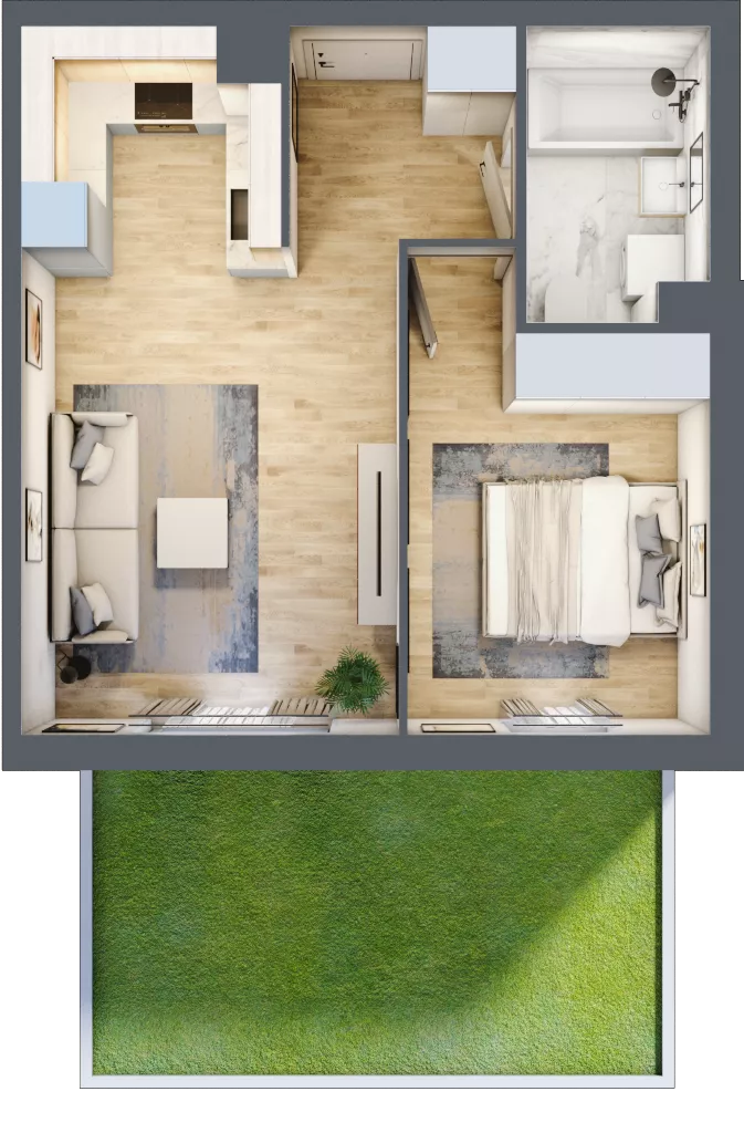 2 pokoje, mieszkanie 40,01 m², parter, oferta nr RM/2A/B/0/1, Rytm Mokotowa, Warszawa, Mokotów, Augustówka, ul. Antoniewska / Piramowicza