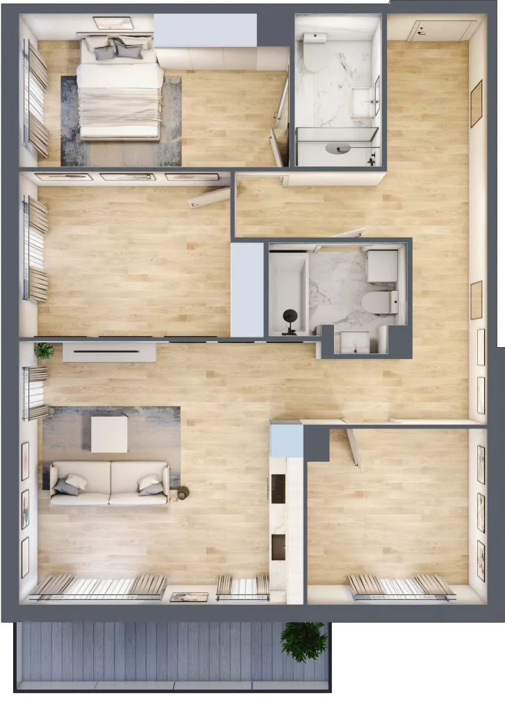 4 pokoje, mieszkanie 87,29 m², piętro 2, oferta nr RM/2A/F/2/2, Rytm Mokotowa, Warszawa, Mokotów, Augustówka, ul. Antoniewska / Piramowicza