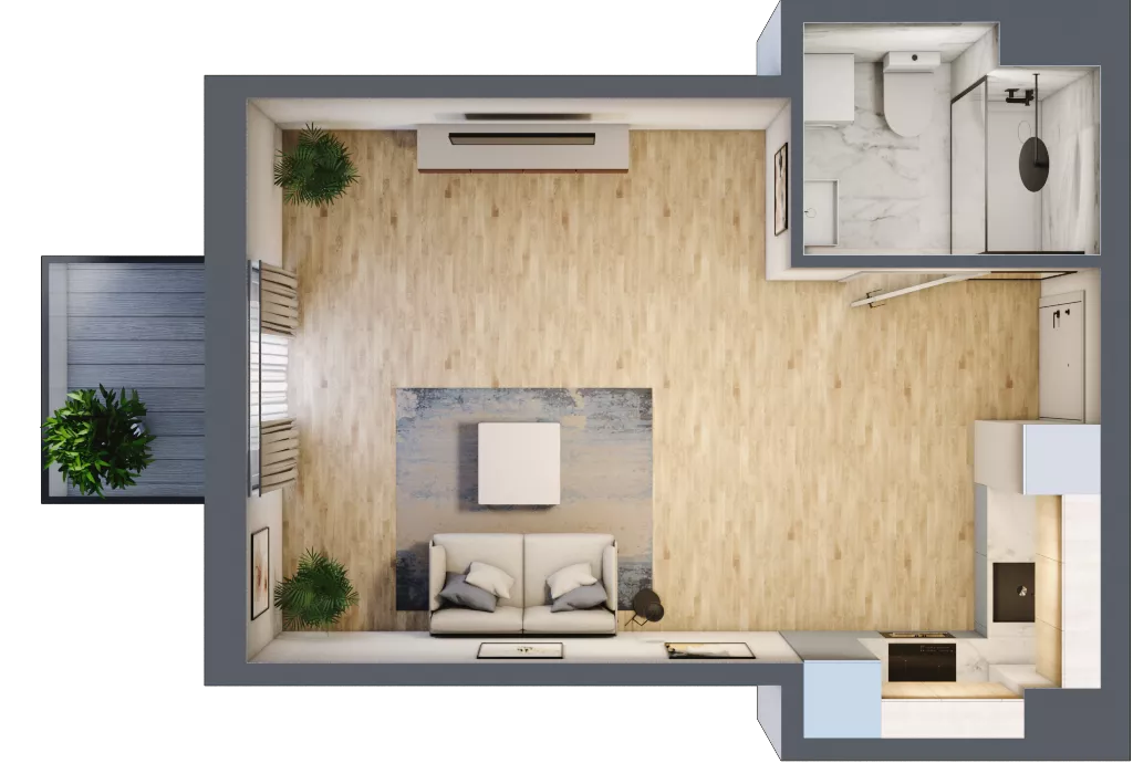 1 pokój, mieszkanie 31,76 m², piętro 4, oferta nr RM/2A/F/4/4, Rytm Mokotowa, Warszawa, Mokotów, Augustówka, ul. Antoniewska / Piramowicza