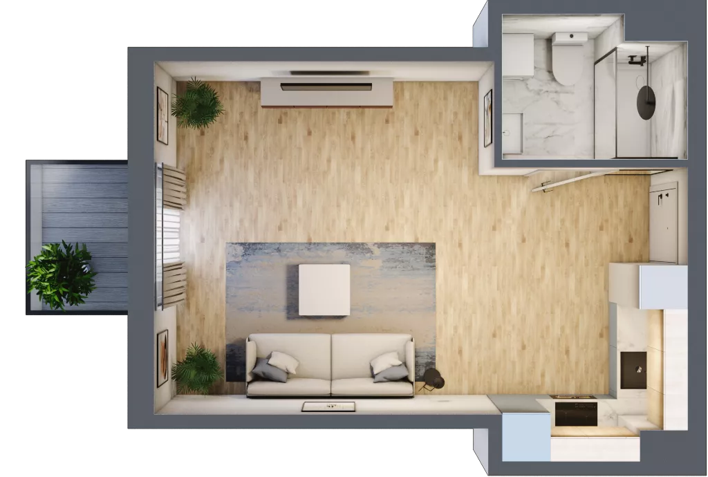 1 pokój, mieszkanie 31,59 m², piętro 3, oferta nr RM/2A/F/3/4, Rytm Mokotowa, Warszawa, Mokotów, Augustówka, ul. Antoniewska / Piramowicza