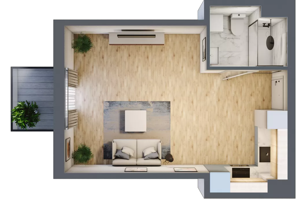 1 pokój, mieszkanie 31,69 m², piętro 2, oferta nr RM/2A/G/2/4, Rytm Mokotowa, Warszawa, Mokotów, Augustówka, ul. Antoniewska / Piramowicza