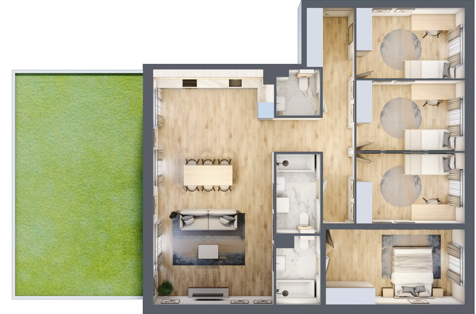 5 pokoi, mieszkanie 116,18 m², parter, oferta nr PPO/W/C/0/1, Port Popowice, Wrocław, Pilczyce-Kozanów-Popowice Północne, Popowice, ul. Białowieska