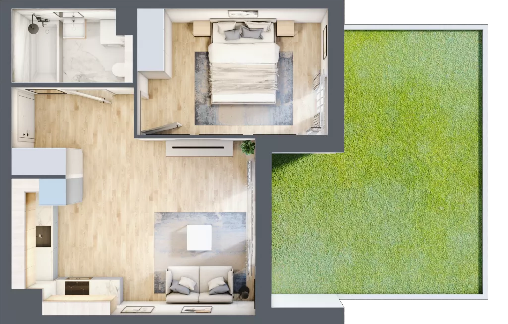 2 pokoje, mieszkanie 39,72 m², parter, oferta nr RR/6A/D/0/2, Royal Residence 6A, Warszawa, Wilanów, Błonia Wilanowskie, ul. Sarmacka