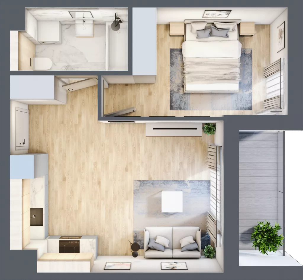 2 pokoje, mieszkanie 39,39 m², piętro 1, oferta nr RR/6B/F/1/5, Royal Residence 6B, Warszawa, Wilanów, Błonia Wilanowskie, ul. Sarmacka