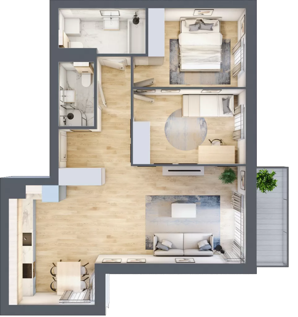 3 pokoje, mieszkanie 68,87 m², piętro 1, oferta nr KR8/A/1/1, Apartamenty Krakowska 8, Wrocław, Przedmieście Oławskie, Krzyki, ul. Krakowska