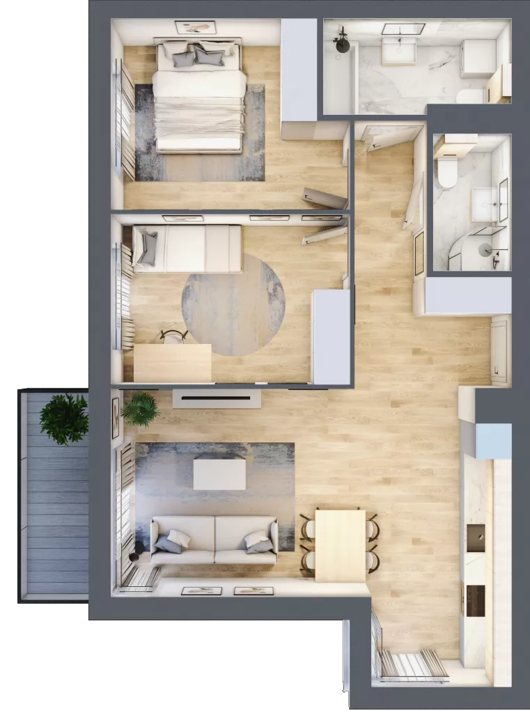3 pokoje, mieszkanie 66,22 m², piętro 1, oferta nr KR8/B/1/9, Apartamenty Krakowska 8, Wrocław, Przedmieście Oławskie, Krzyki, ul. Krakowska