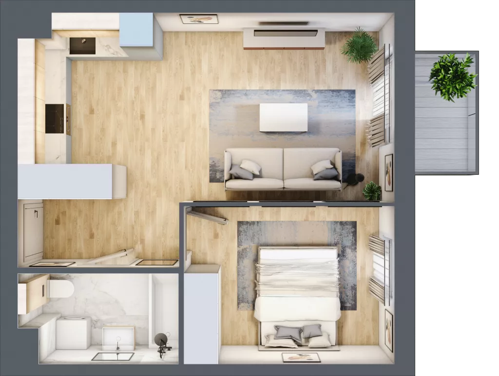 2 pokoje, mieszkanie 40,99 m², piętro 2, oferta nr KR8/B/2/6, Apartamenty Krakowska 8, Wrocław, Przedmieście Oławskie, Krzyki, ul. Krakowska